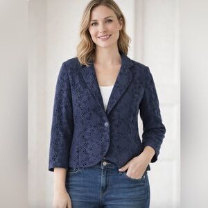 Sandro Navy Lace Blazer
